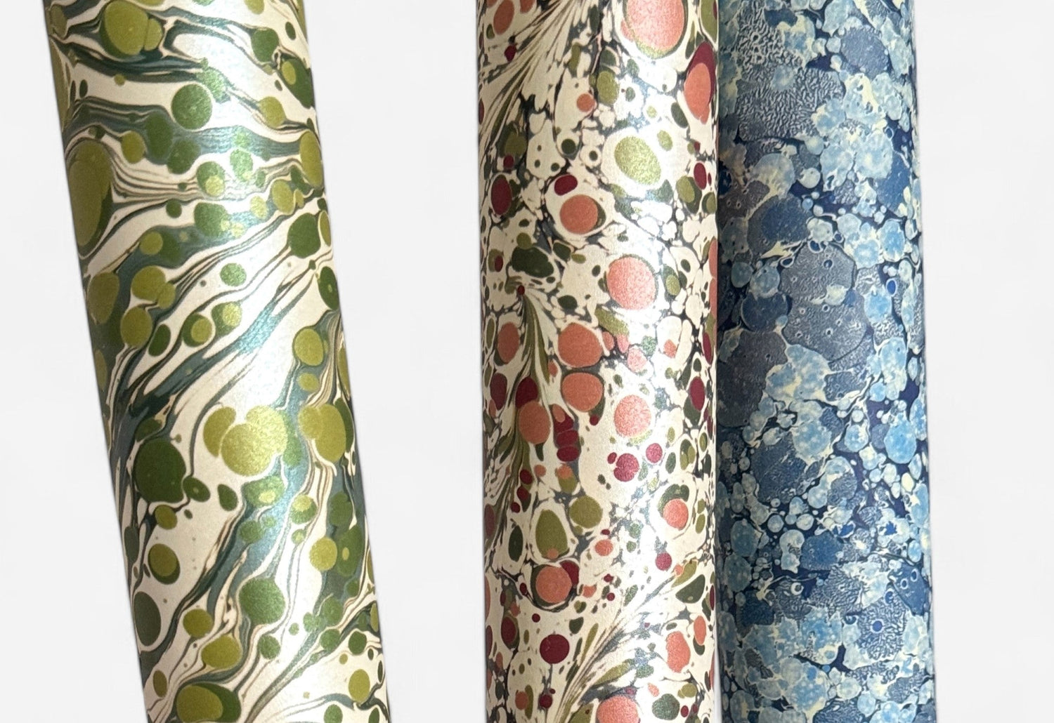 rolls of printed marbled wrapping paper