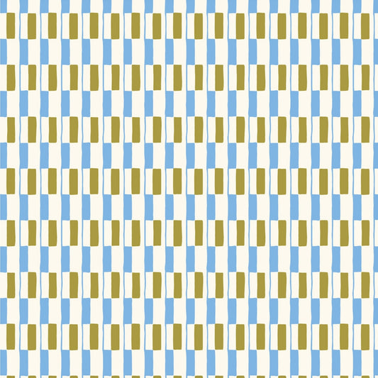 patterned paper gift wrap with a geometric blue and green rectangular design on white background, by Ariana Martin