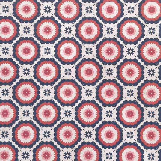 Wrapping paper with a red and blue retro geometric pattern