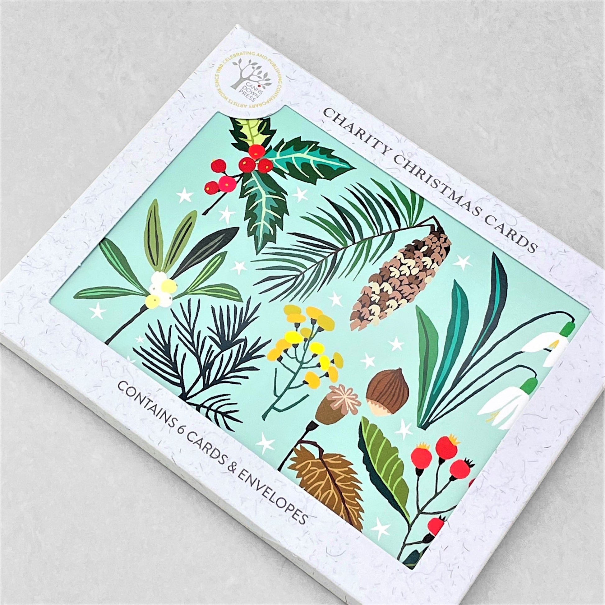 greetings card showing flowers and plants found in the winter by Canns Down Press