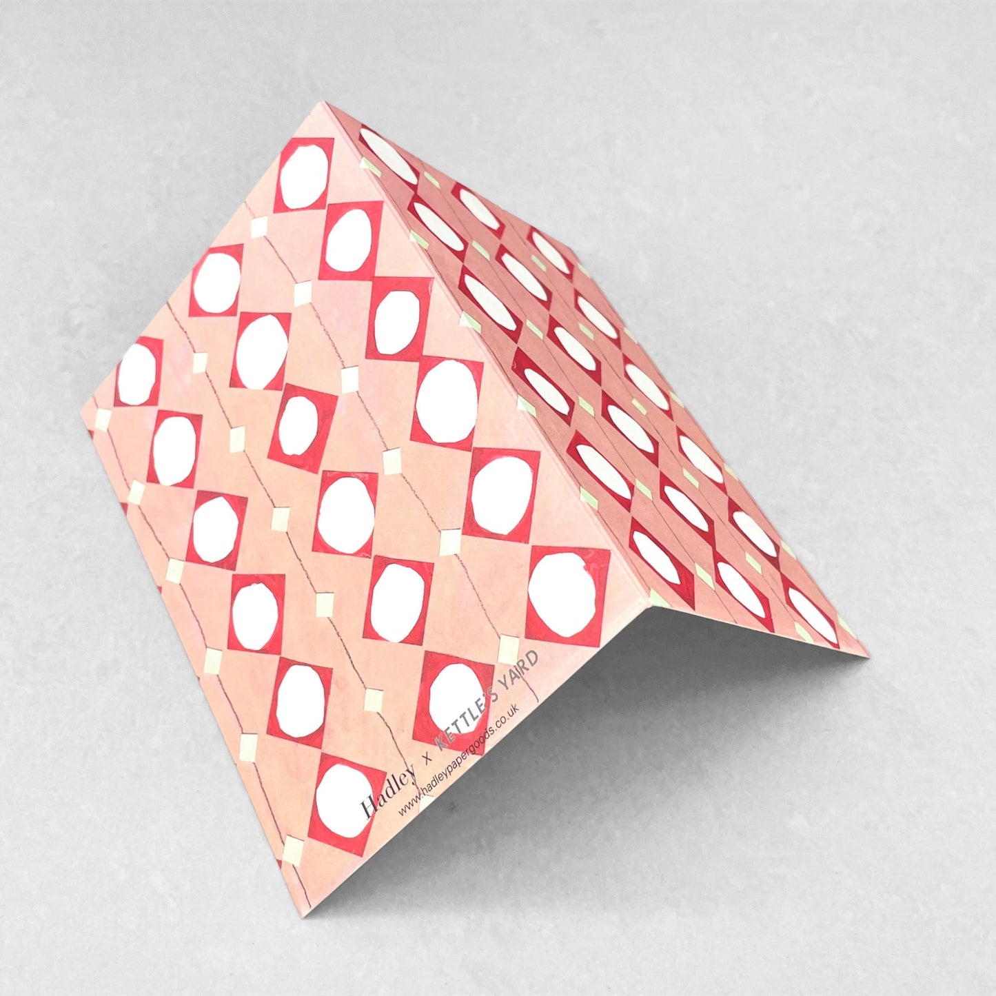 greetings card with an abstract pink and white pattern by Hadley Paper Goods