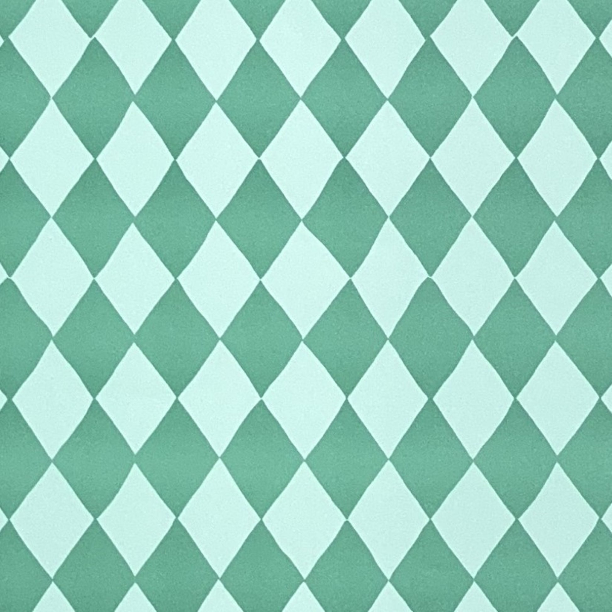 a sheet of wrapping paper with a two tone green large diamond pattern. By Heather Evelyn