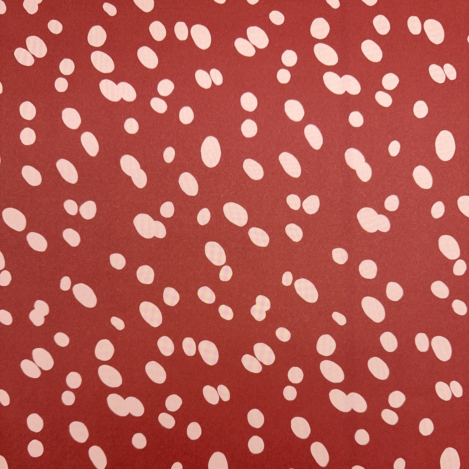 burgundy rouge wrapping paper with random blush pink spots, by Heather Evelyn.
