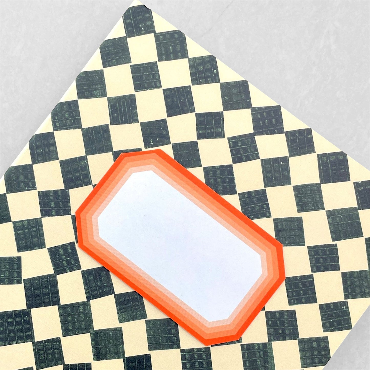 box of 50 white labels with orange border, by Hadley Paper Goods