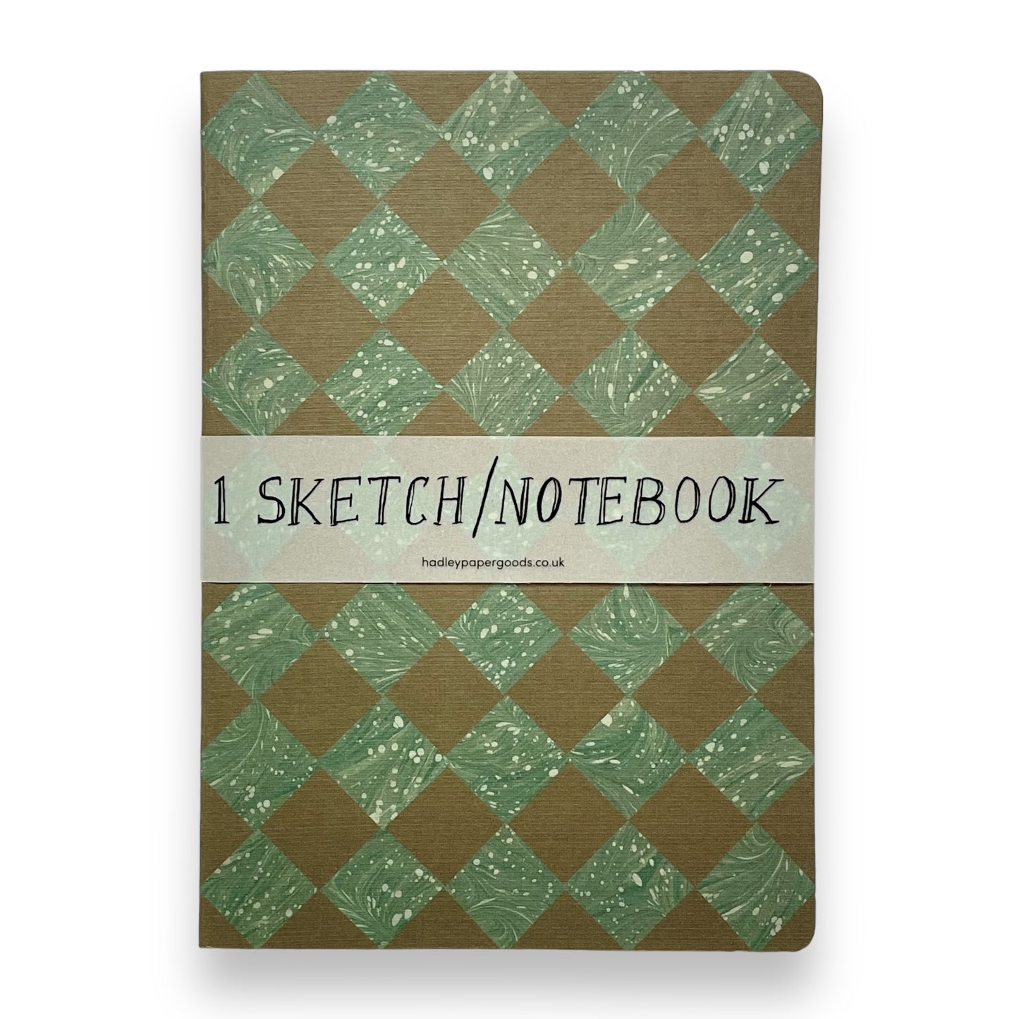 brown and green marbled diamond soft cover notebook by Hadley Paper Goods