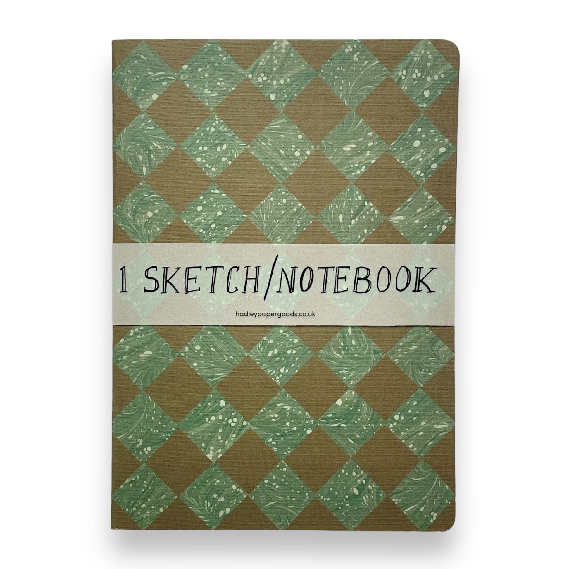 brown and green marbled diamond soft cover notebook by Hadley Paper Goods