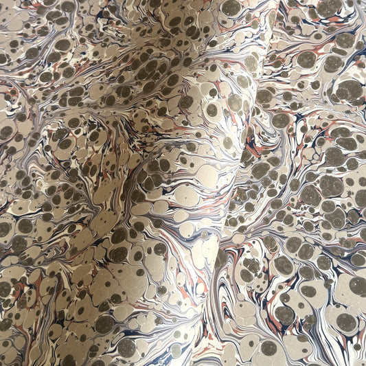 sheet of printed marbled wrapping paper by Jemma Lewis, stone effect in taupe, blush pink and beige