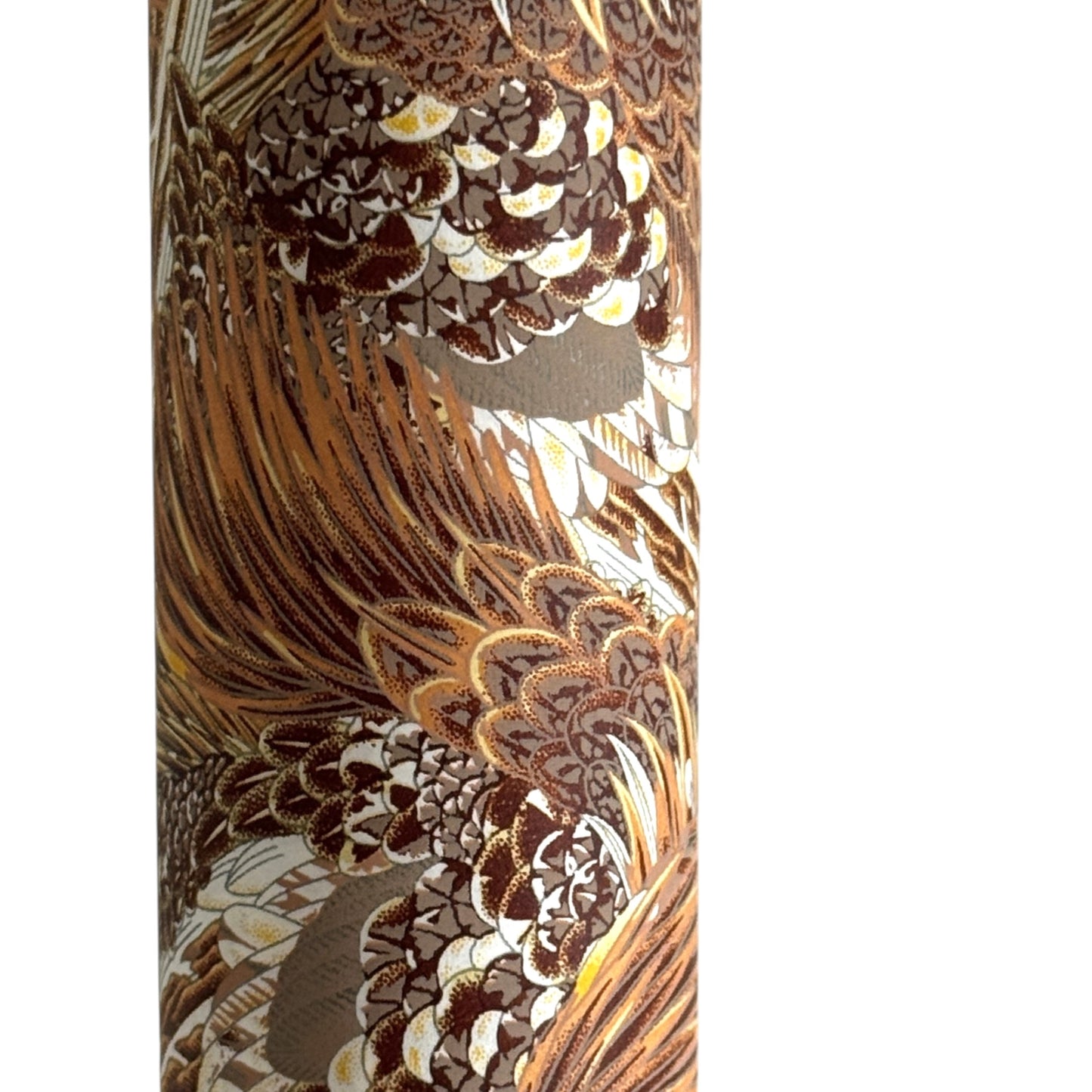 Detailed pattern of the plumage of feathers in brown, beige and ochre. Japanese chiyogami paper