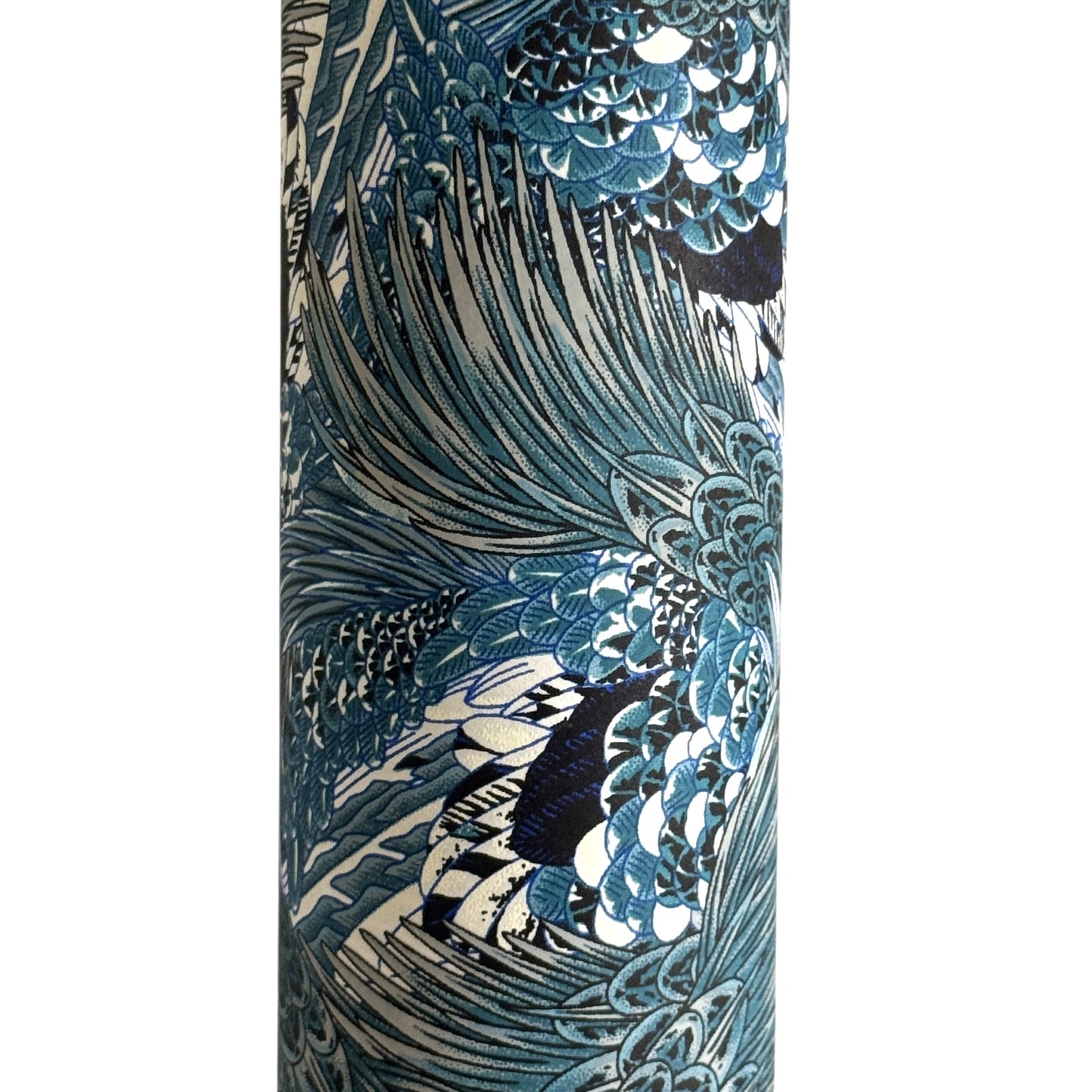 Detailed pattern of the plumage of feathers in tones of blue. Japanese chiyogami paper