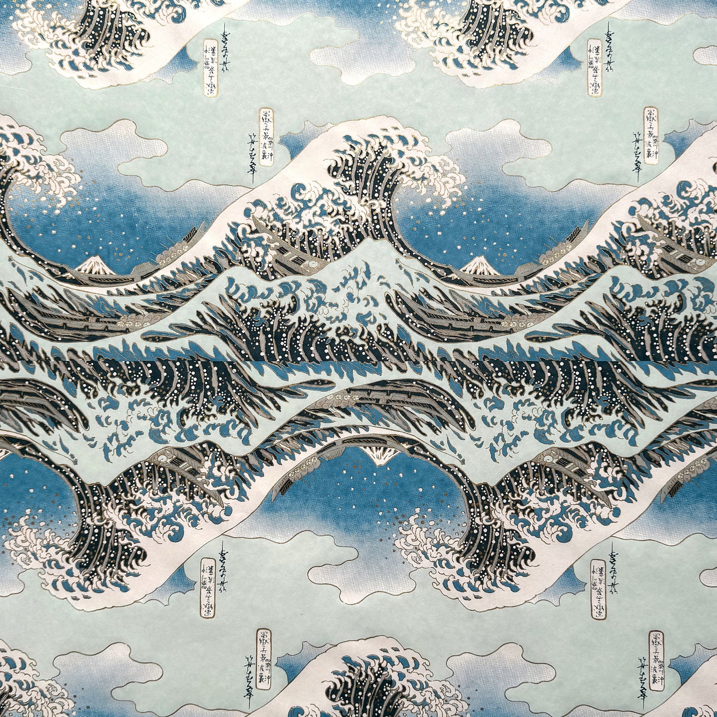 Japanese chiyogami paper with a depiction of the famous Great Wave off Kanagawa.