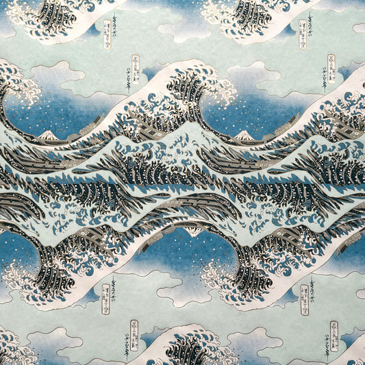 Japanese chiyogami paper with a depiction of the famous Great Wave off Kanagawa.