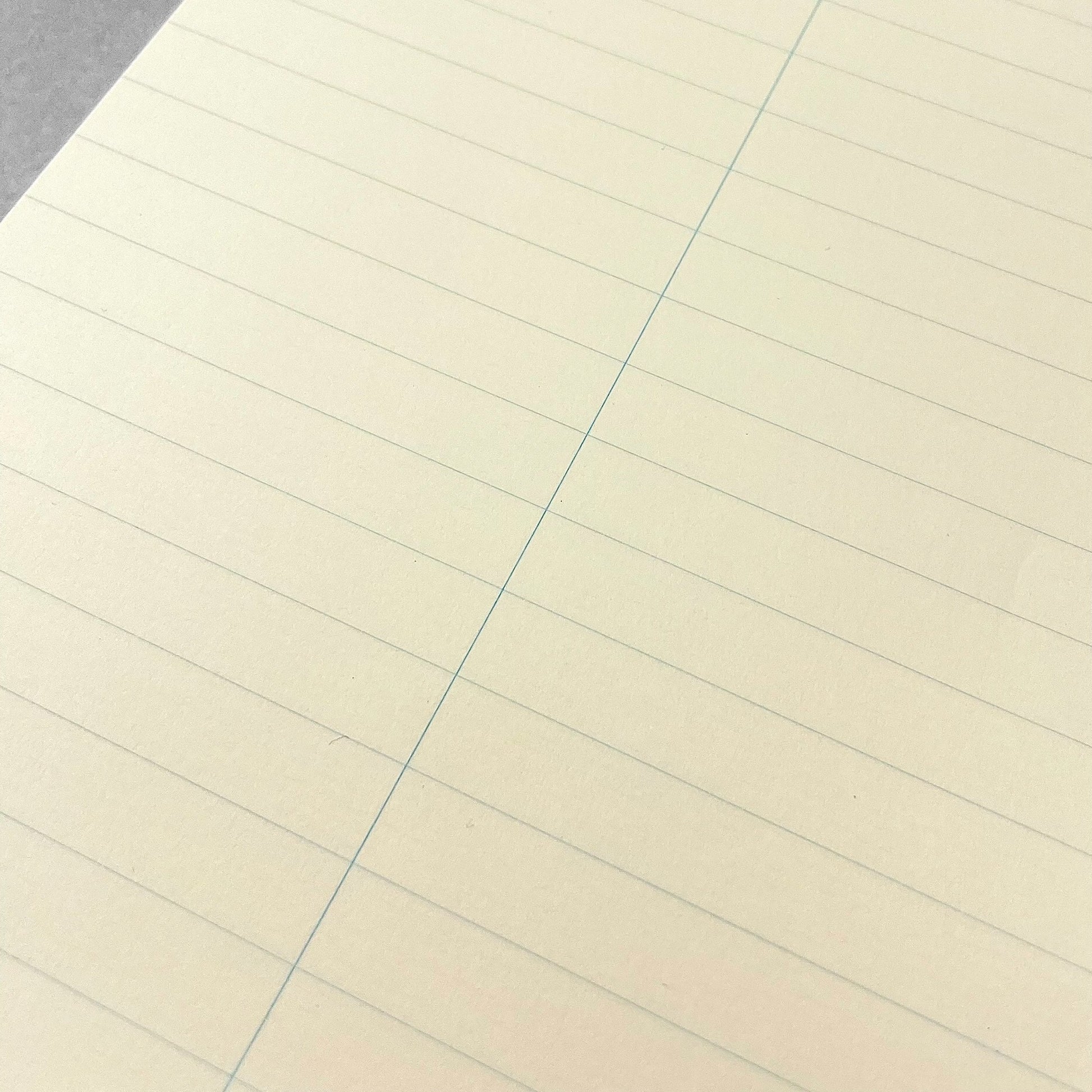 Top ring-bound stenographers' notebook with plain pistachio green cover by Japanese brand Life Japan