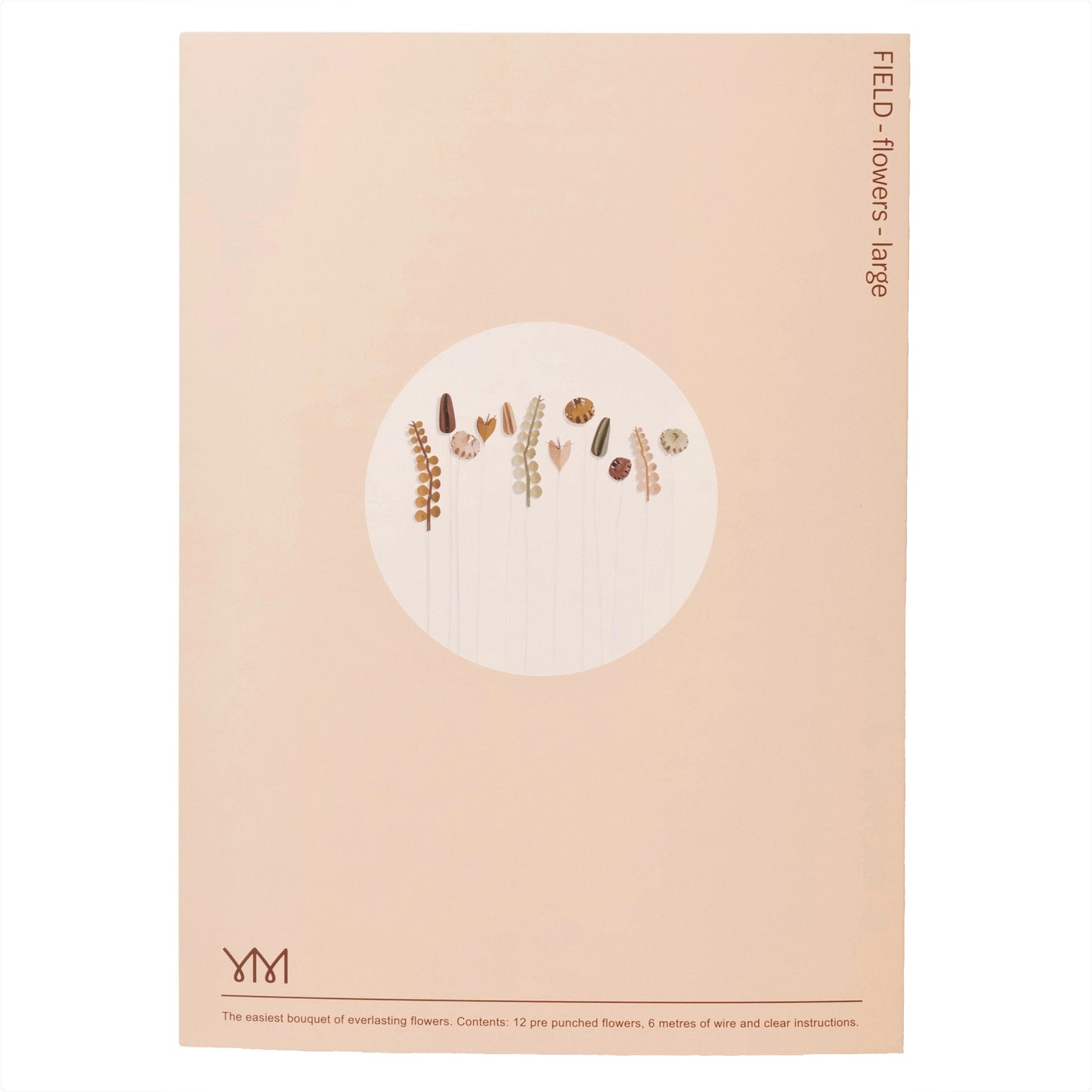 a paper craft kit of 12 paper flowers by Jurianne Matter, showing the packaging