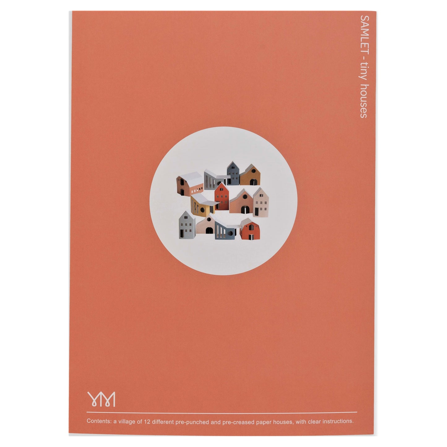 set of 12 colourful paper houses by Jurianne Matter, product packaging pictured