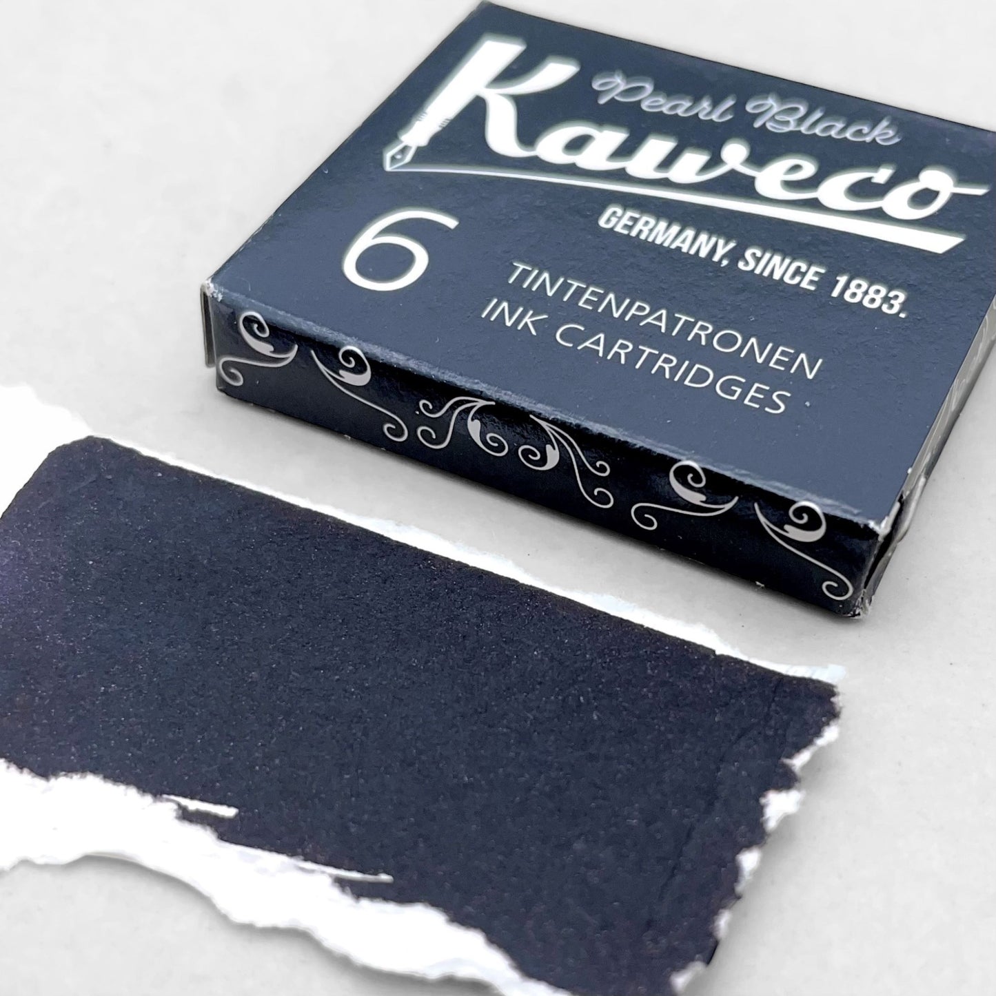 Box of 6 ink cartridges by Kaweco in pearl black colour