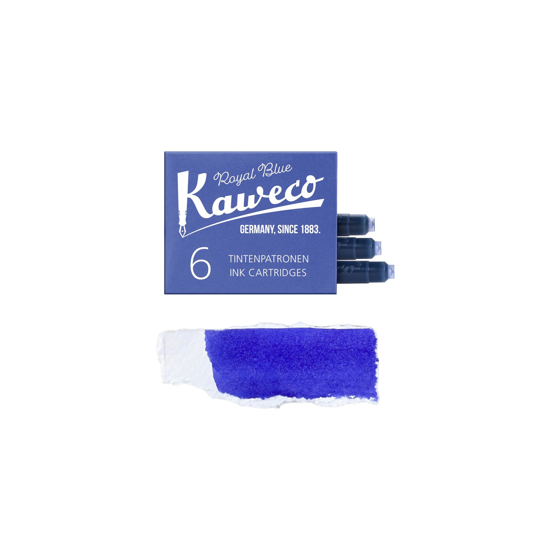 Box of 6 ink cartridges by Kaweco in royal blue colour