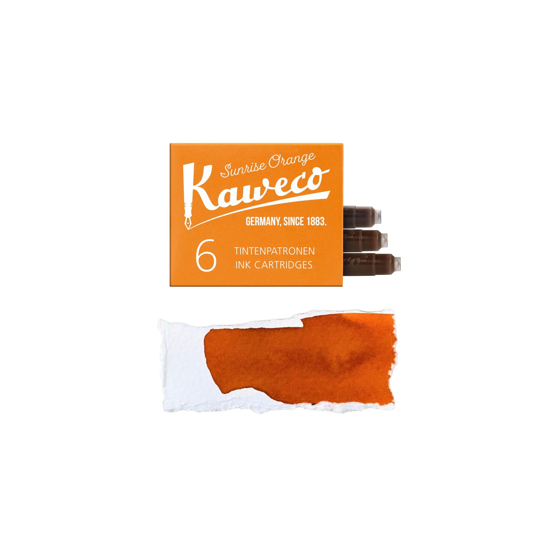 Box of 6 ink cartridges by Kaweco in sunrise orange colour