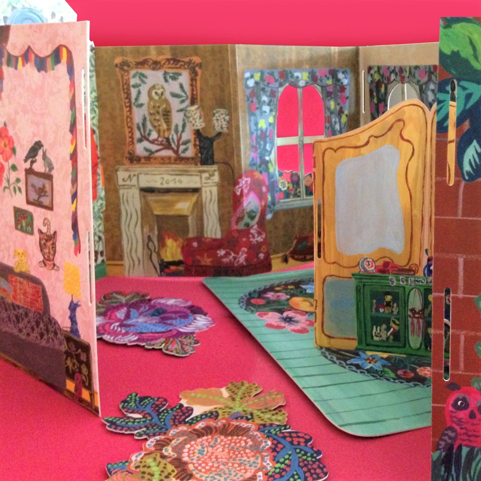 A paper doll's house kit by Mon Petit Art. La Maison, Bienvenue chez Nathalie Lete.  Close-up of the paper house