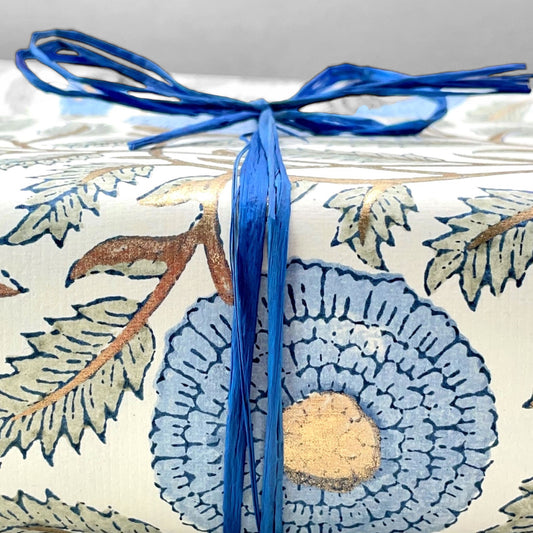 Bright blue natural raffia hank by Nutscene