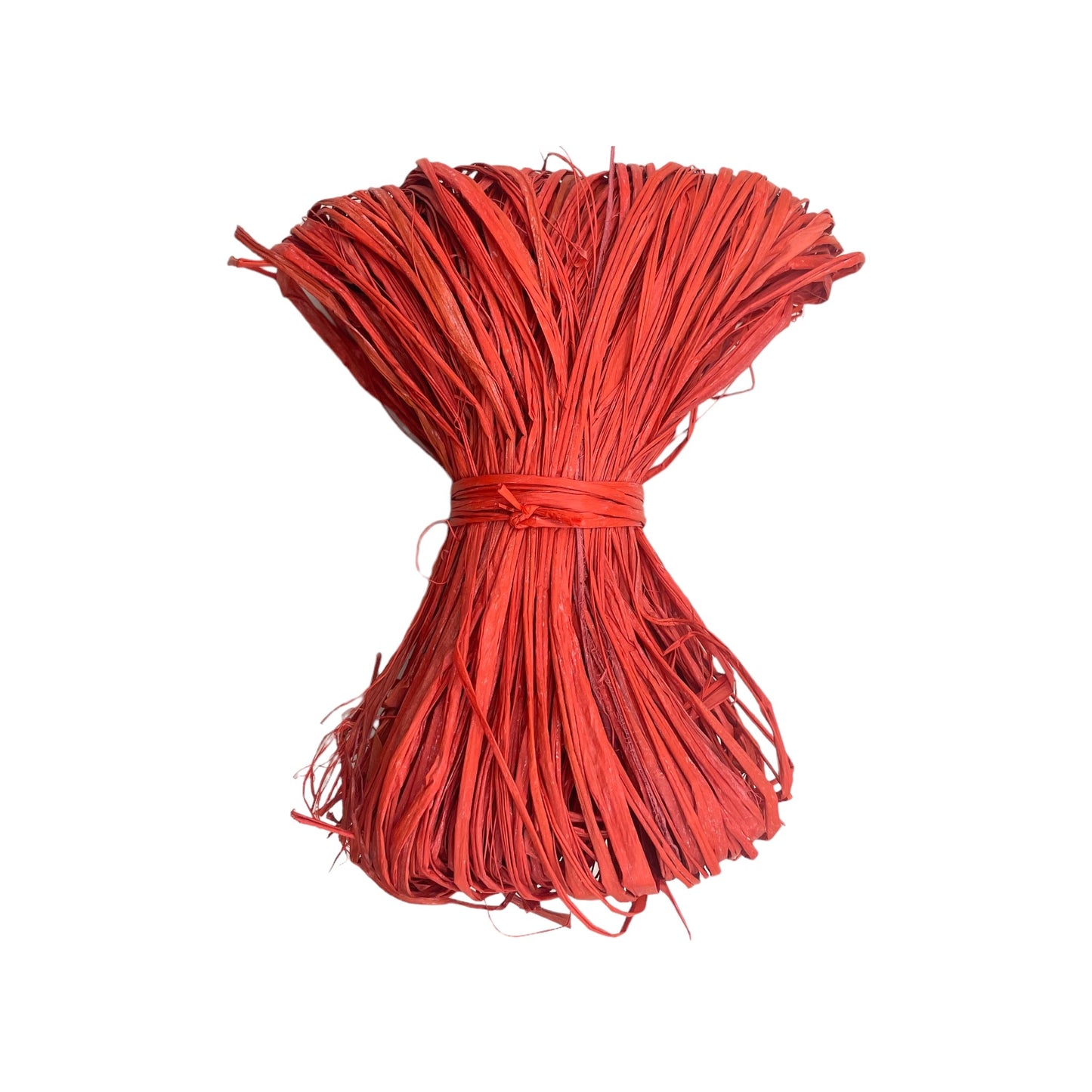 Bold coral orange hank of natural raffia by Nutscene