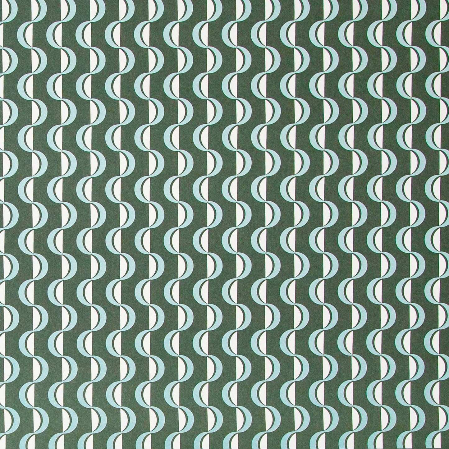 wavy striped geometric wrapping paper in forest green, aqua and white, by Ola Studio forest