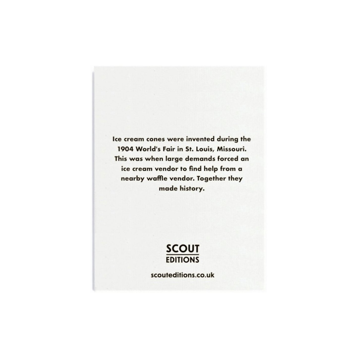 Mini greetings card with an image of colourful ice creams. By Scout Editions. Reverse of card