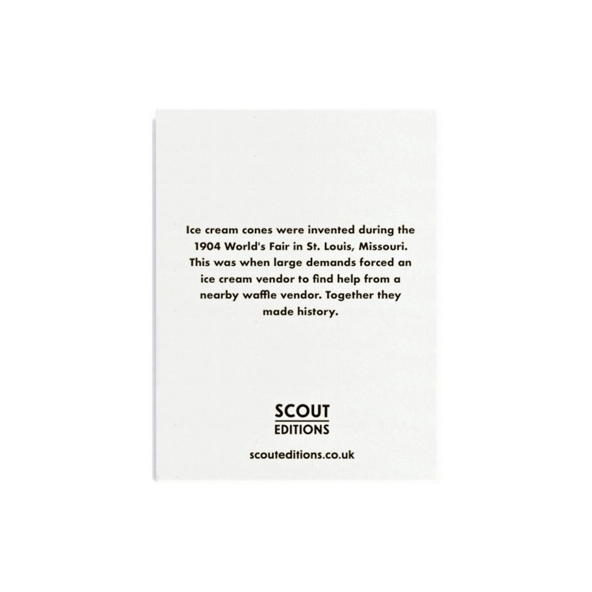 Mini greetings card with an image of colourful ice creams. By Scout Editions. Reverse of card