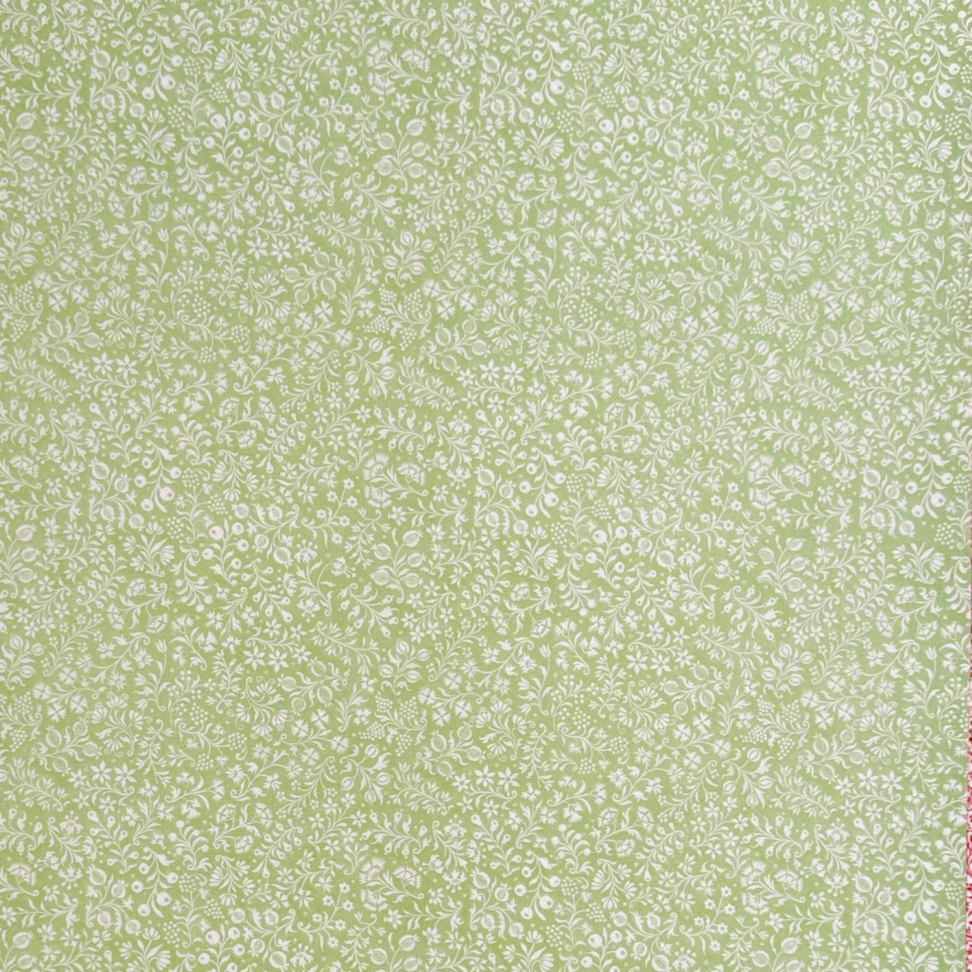 a sheet of italian wrapping paper with a delicate small floral design in light green and white