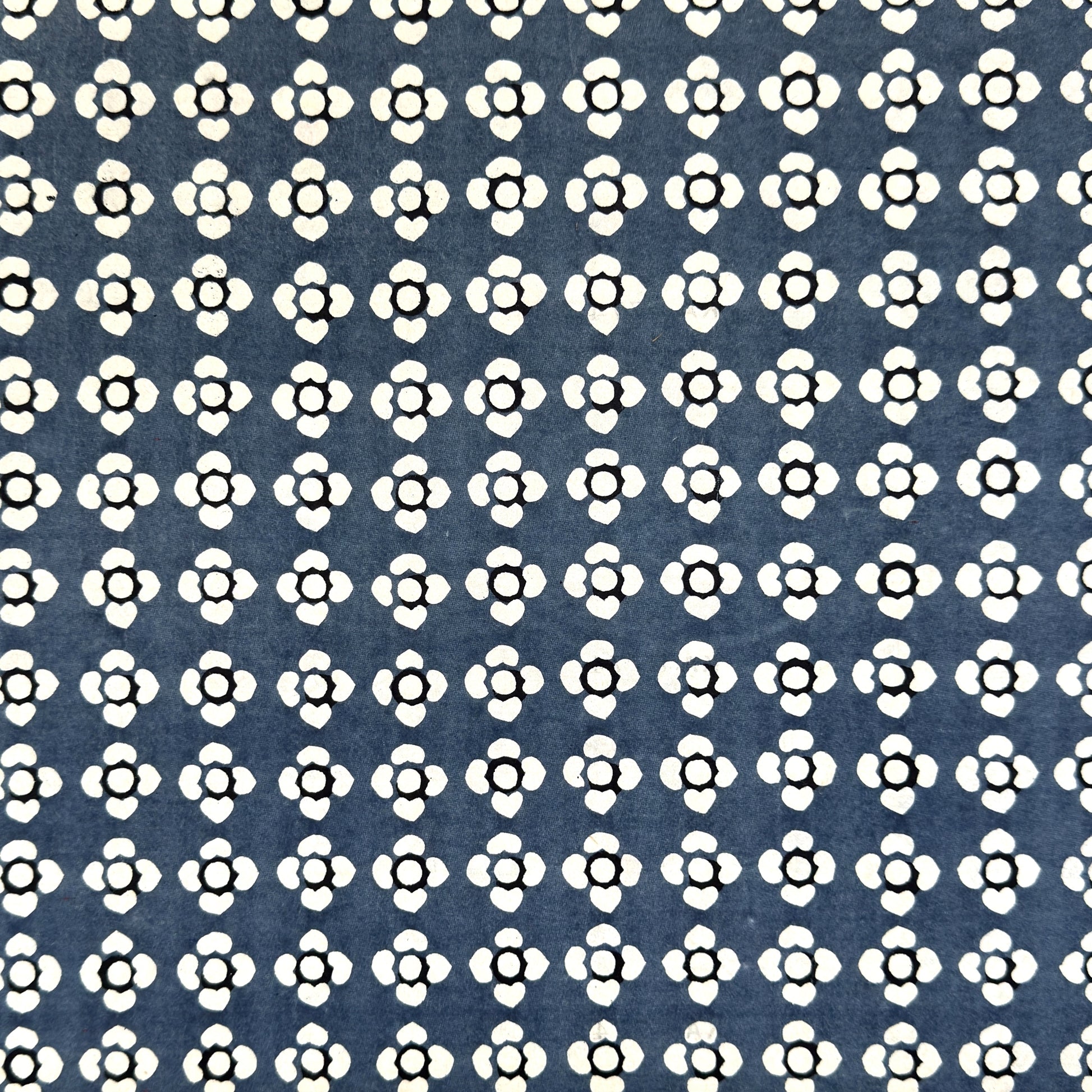 vintage katazome stencil dyed paper. azure blue paper with cream flower motifs.