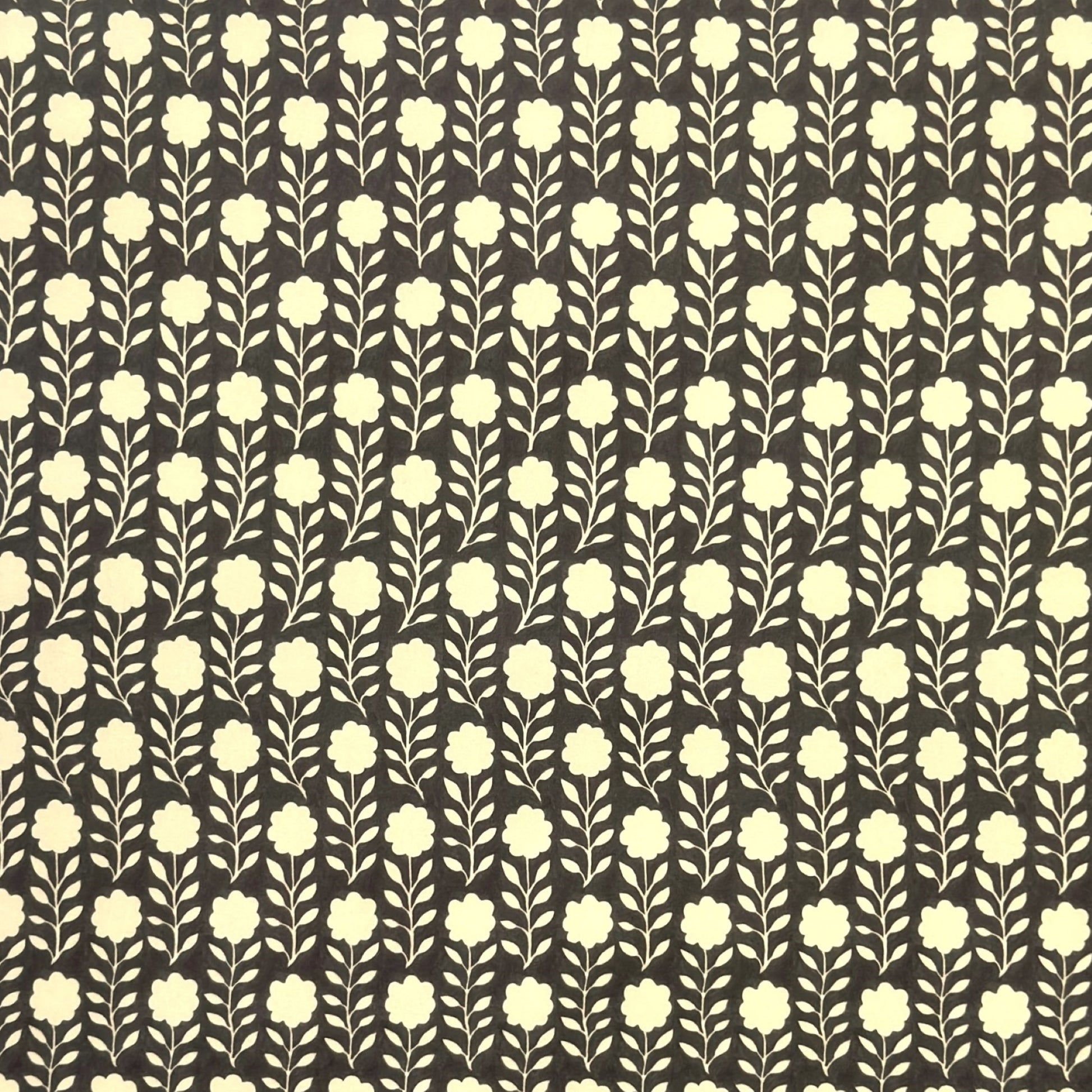 floral patterned wrapping paper in brown and cream