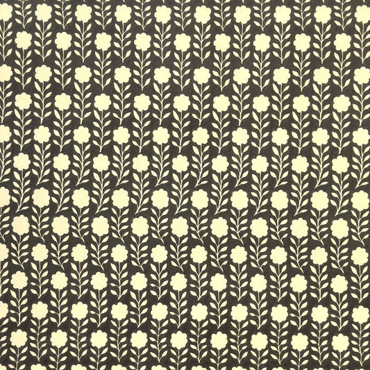 floral patterned wrapping paper in brown and cream