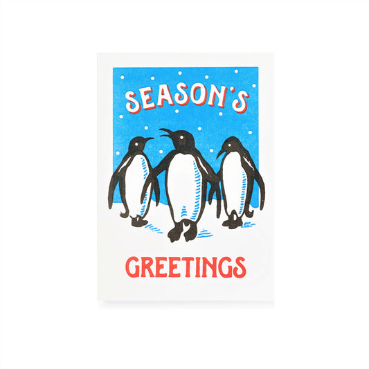 small greetings card with penguin design and season's greeting message, by Archivist Gallery
