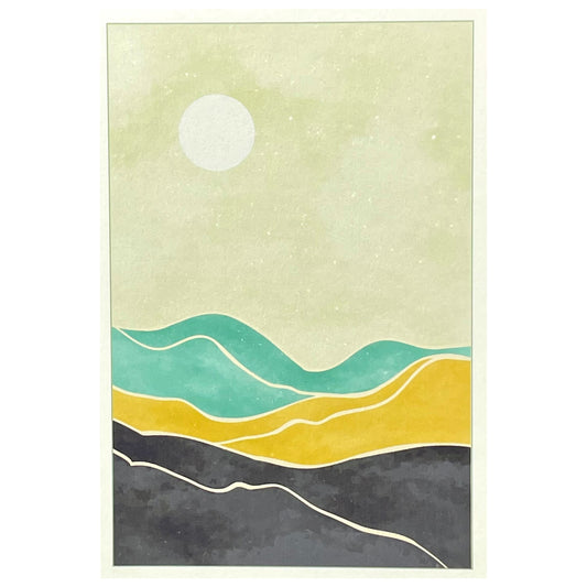 greetings card of a sun in the sky over a desert by Com Bossa Studio
