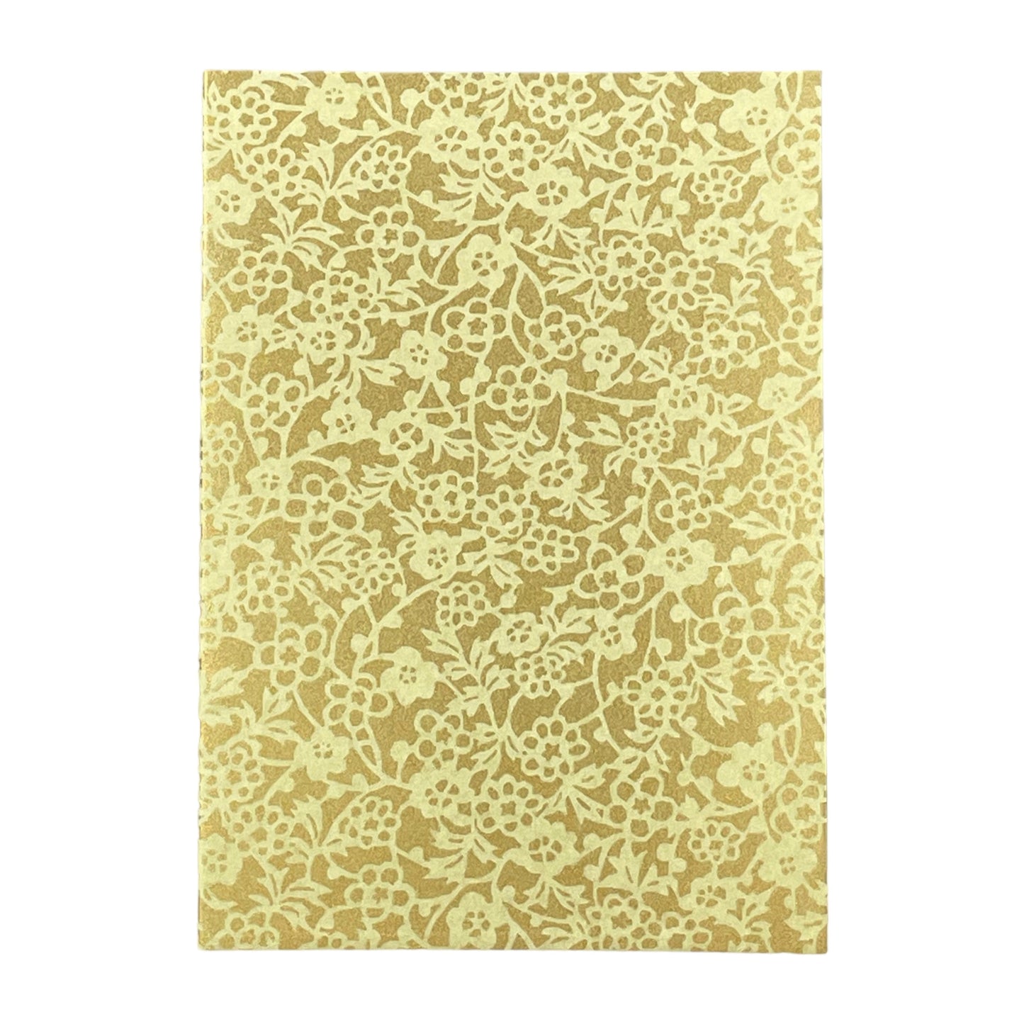 japanese silk-screen printed greetings card with a floral repeat pattern in two-tone gold by Esmie