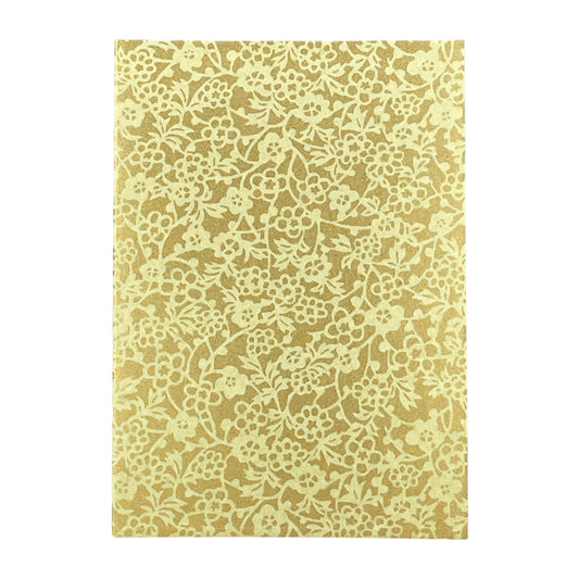 japanese silk-screen printed greetings card with a floral repeat pattern in two-tone gold by Esmie