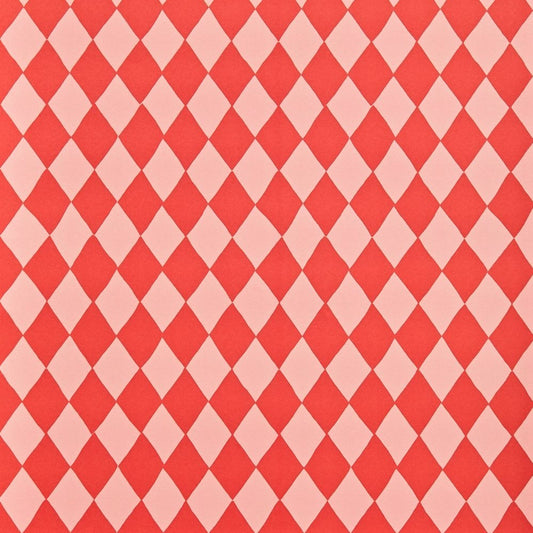 wrapping paper with large diamond repeat pattern in red and pink by Heather Evelyn