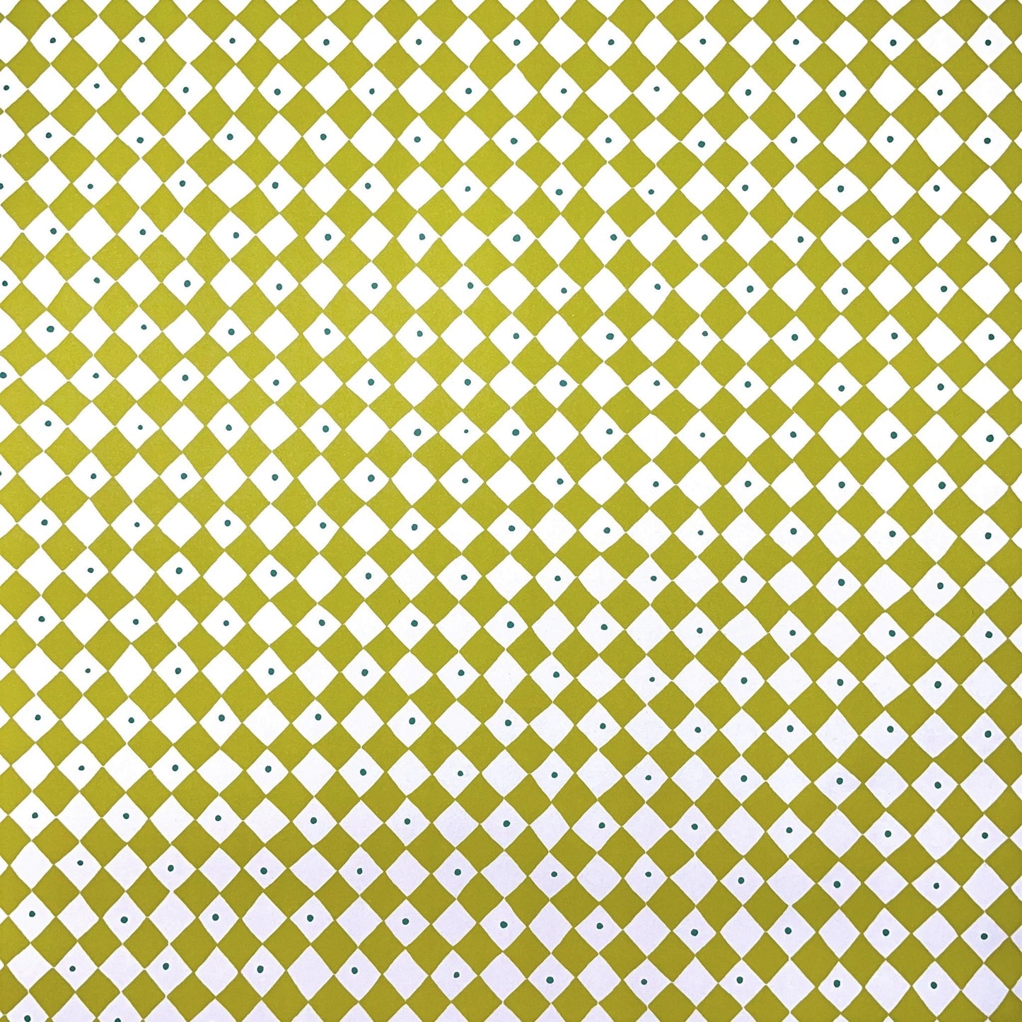 wrapping paper with lime green and white diagonal checkerboard pattern by Heather Evelyn