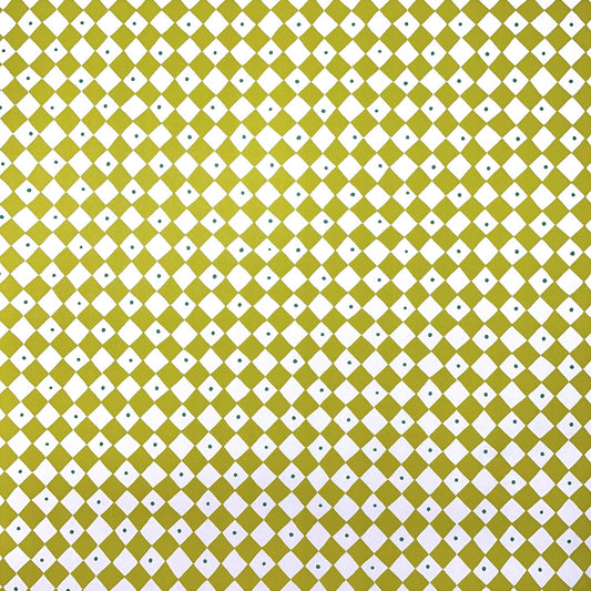 wrapping paper with lime green and white diagonal checkerboard pattern by Heather Evelyn