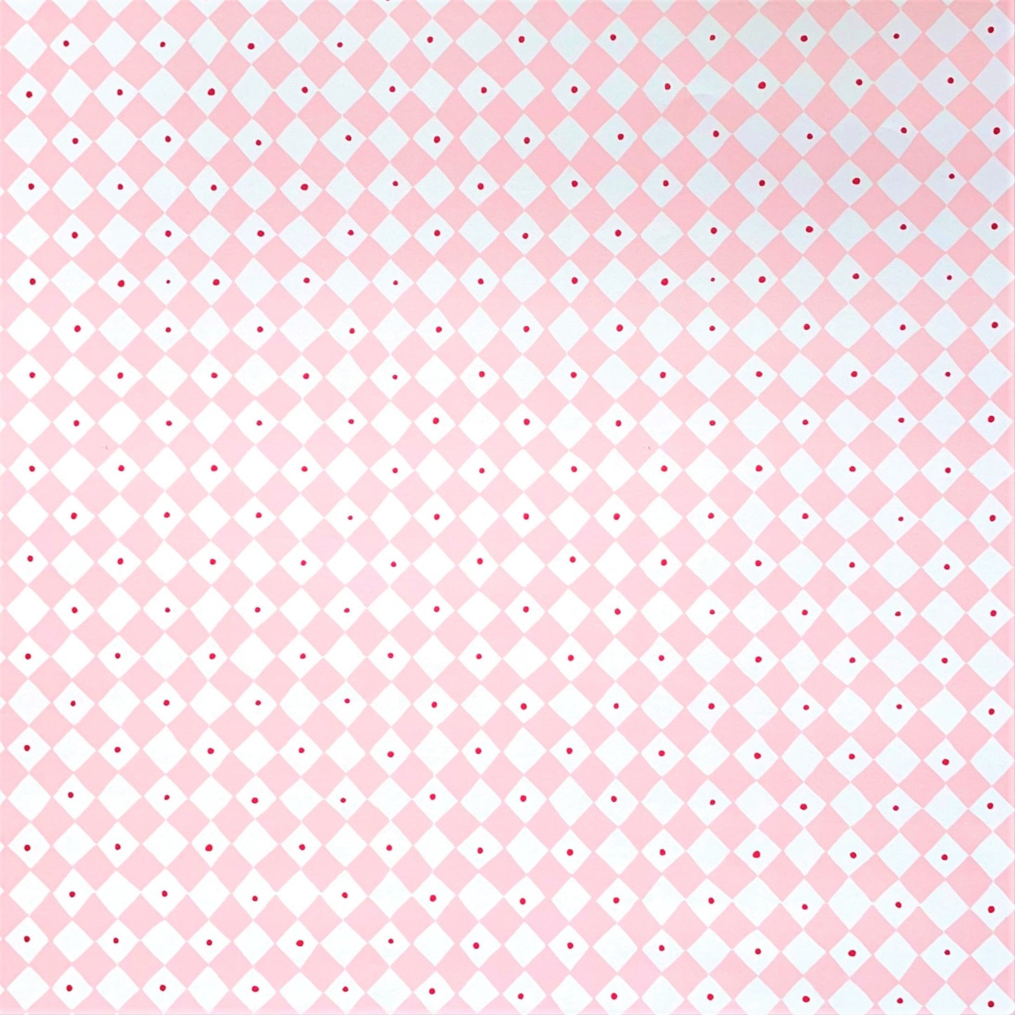 wrapping paper with pale pink and white diagonal checkerboard pattern by Heather Evelyn