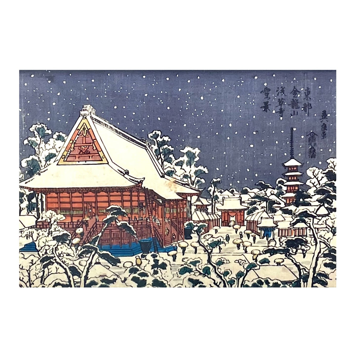 greetings card of senso-ji temple in the snow by John Austin Publishing