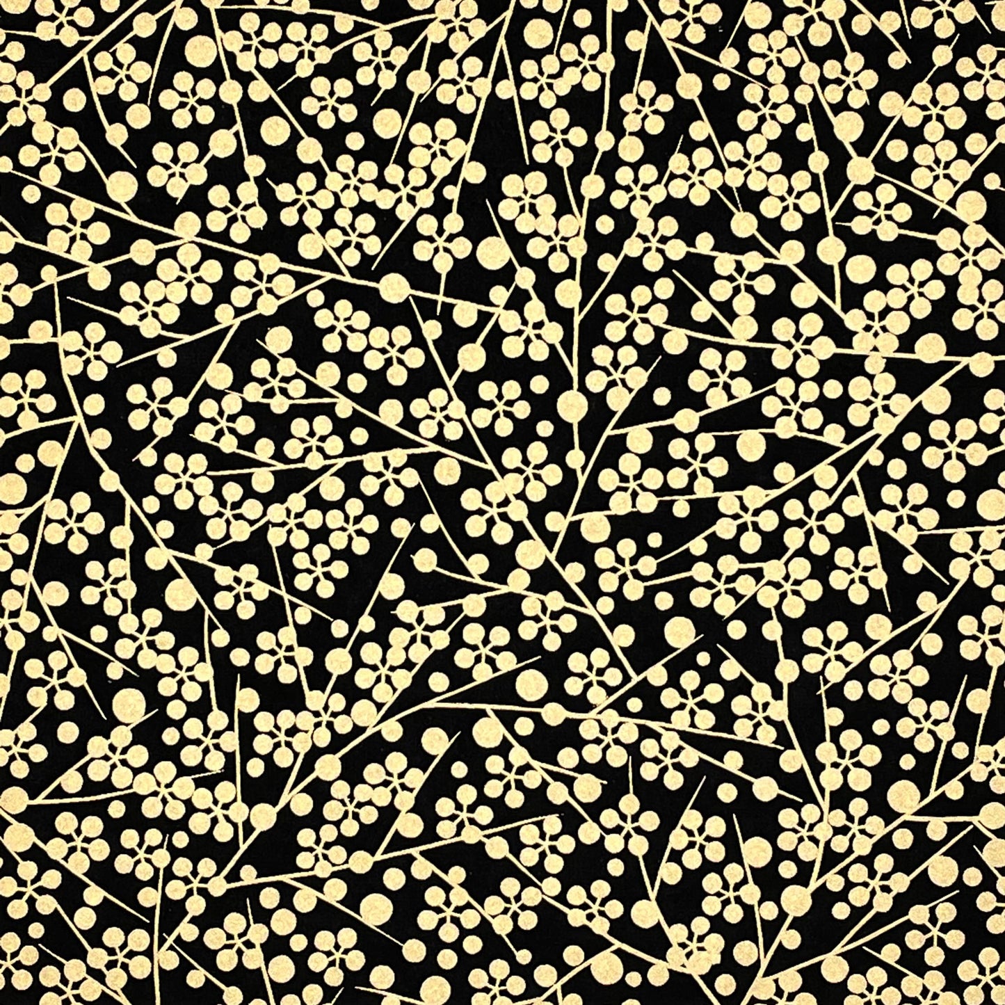japanese silk-screen handmade paper, chiyogami, with gold abstract pattern on black