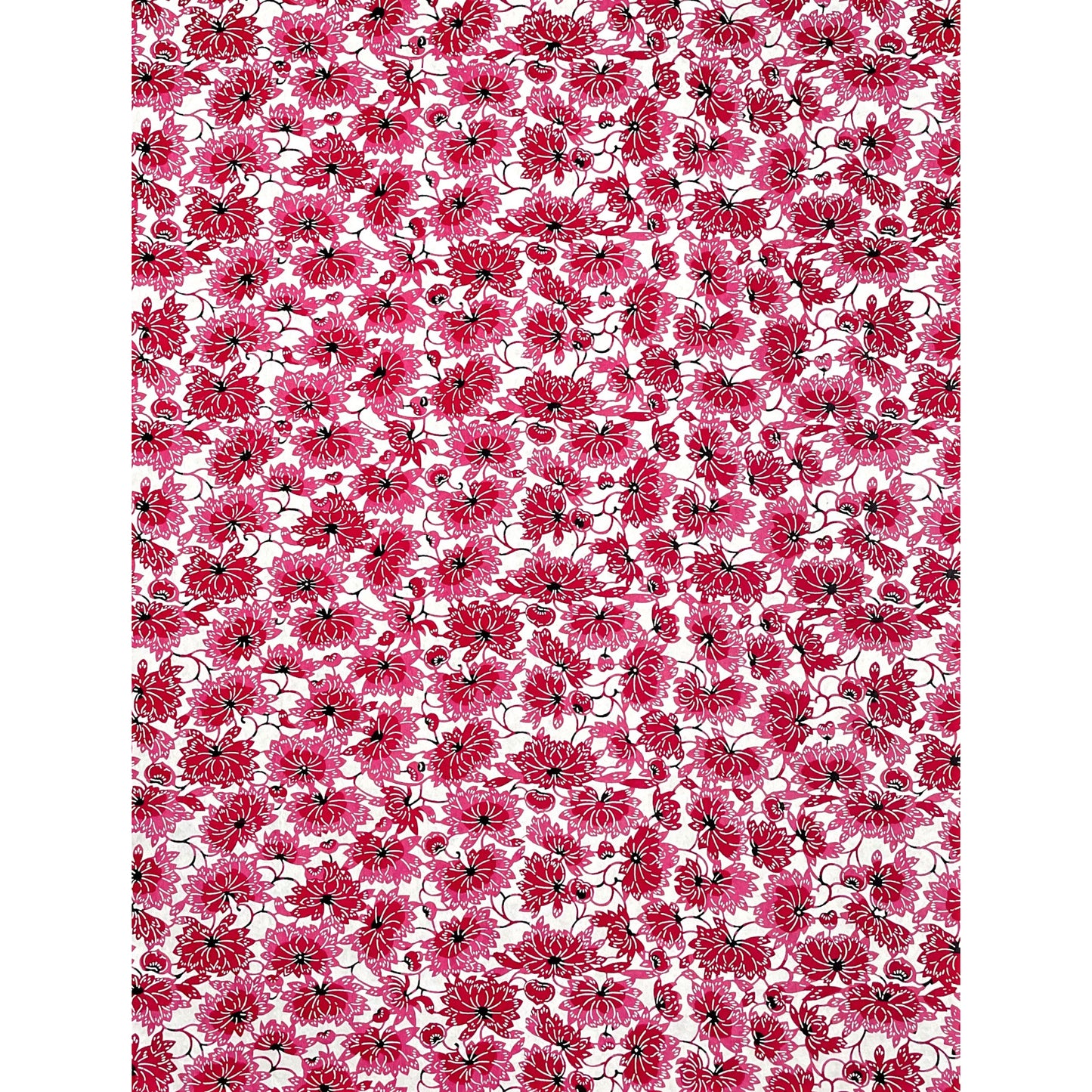 japanese stencil-dyed handmade paper with two-tone pink chrysanthemum repeat pattern, full size sheet