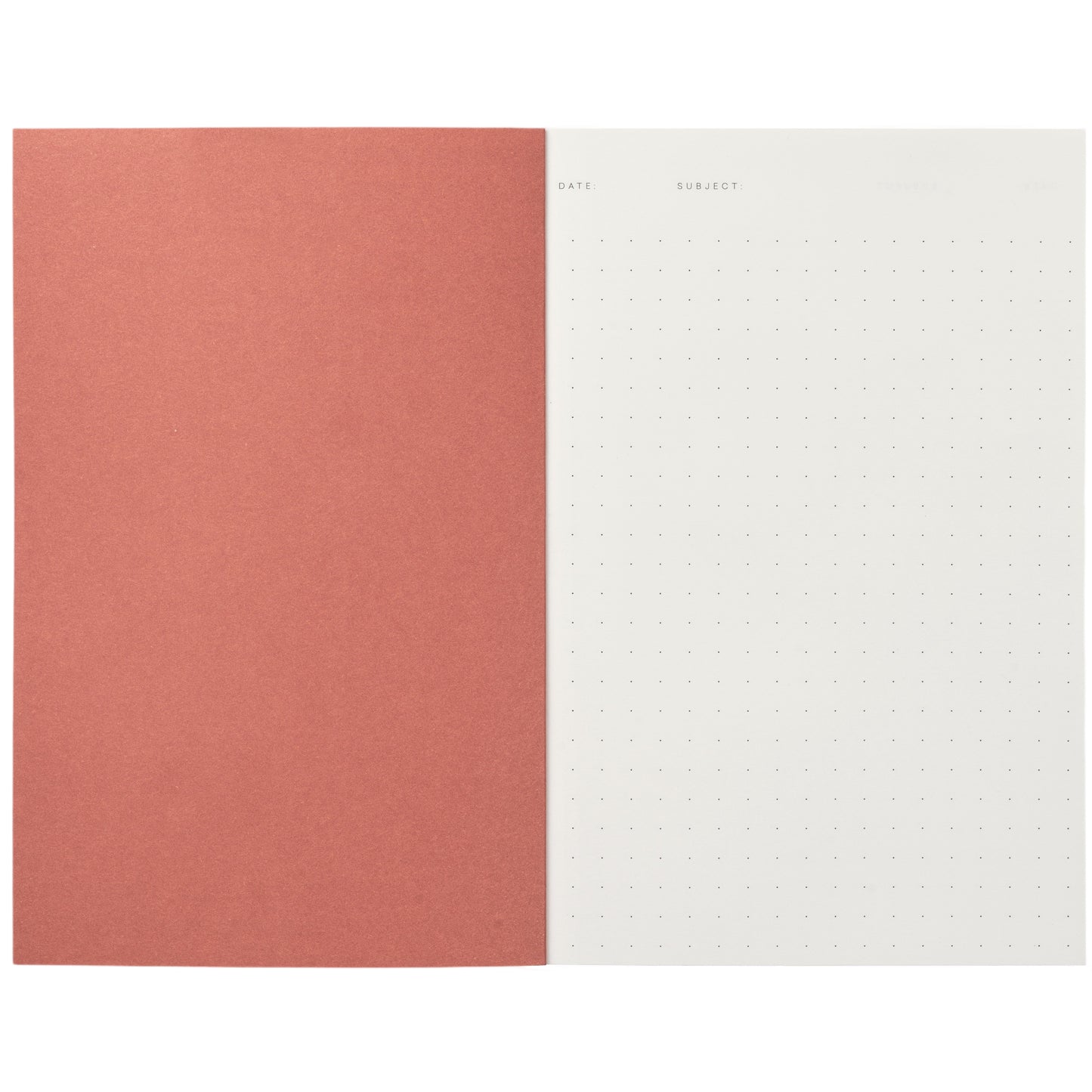 Pocket size notebook with a narrow bright blue and white stripe softcover. inner dotted pages pictured