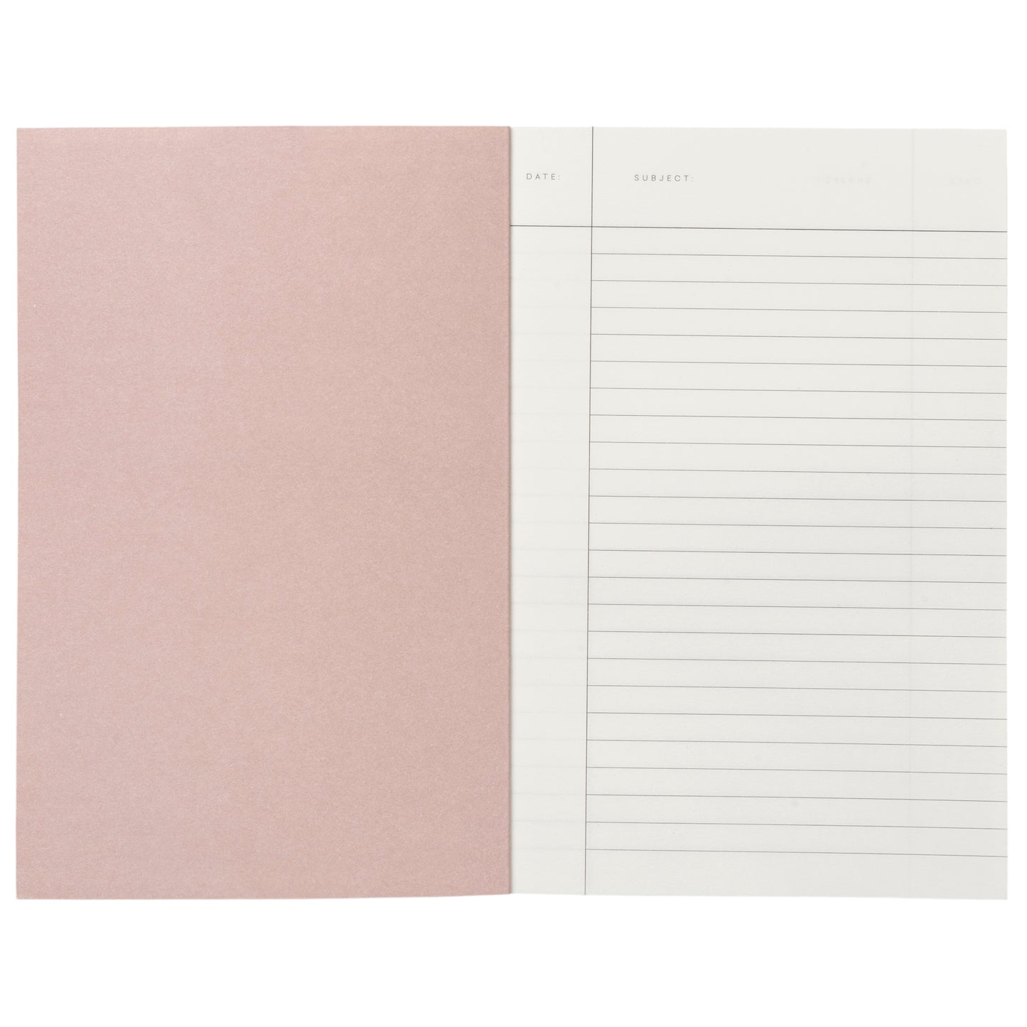 Pocket size notebook with a narrow dark green and white stripe softcover. inner lined pages with margin pictured