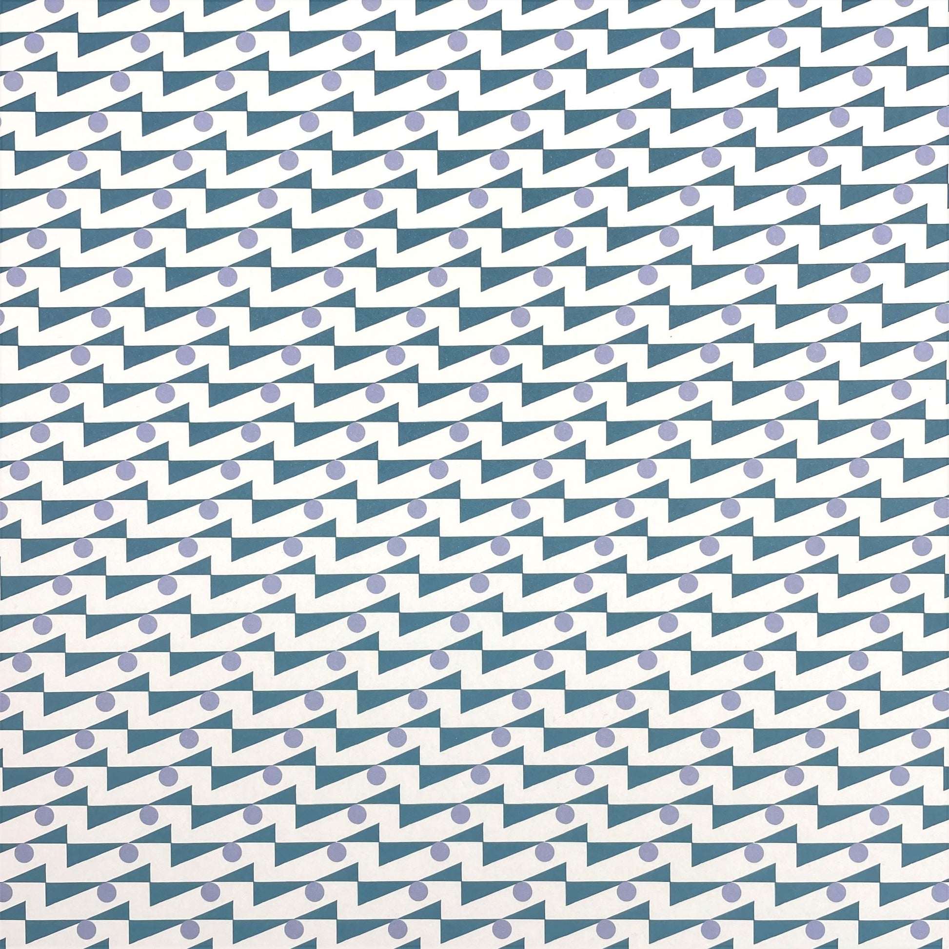 wrapping paper with abstract triangle and dot pattern in blue and lilac by Ola Studio