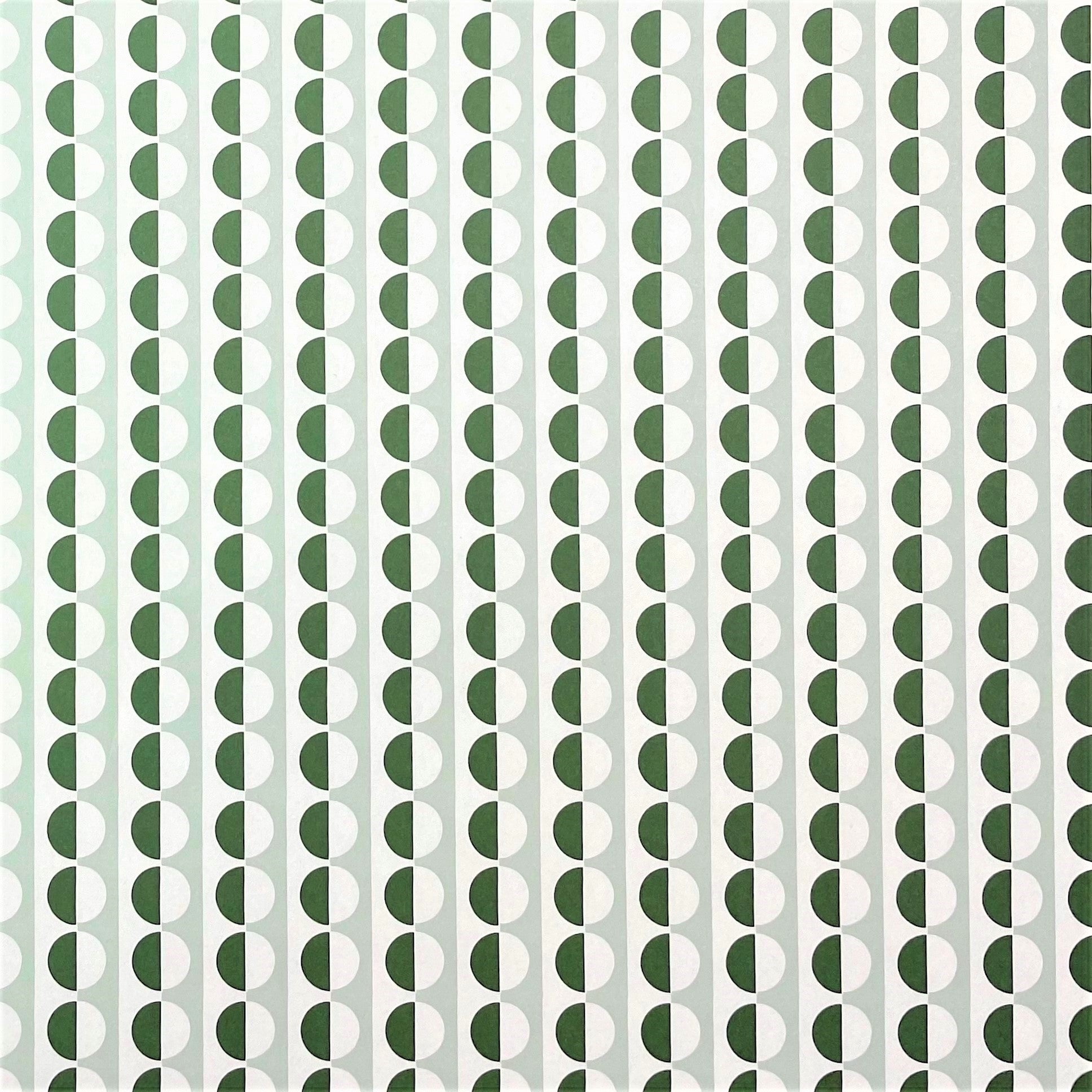 wrapping paper with an abstract circle pattern in dark green and pale green by Ola Studio
