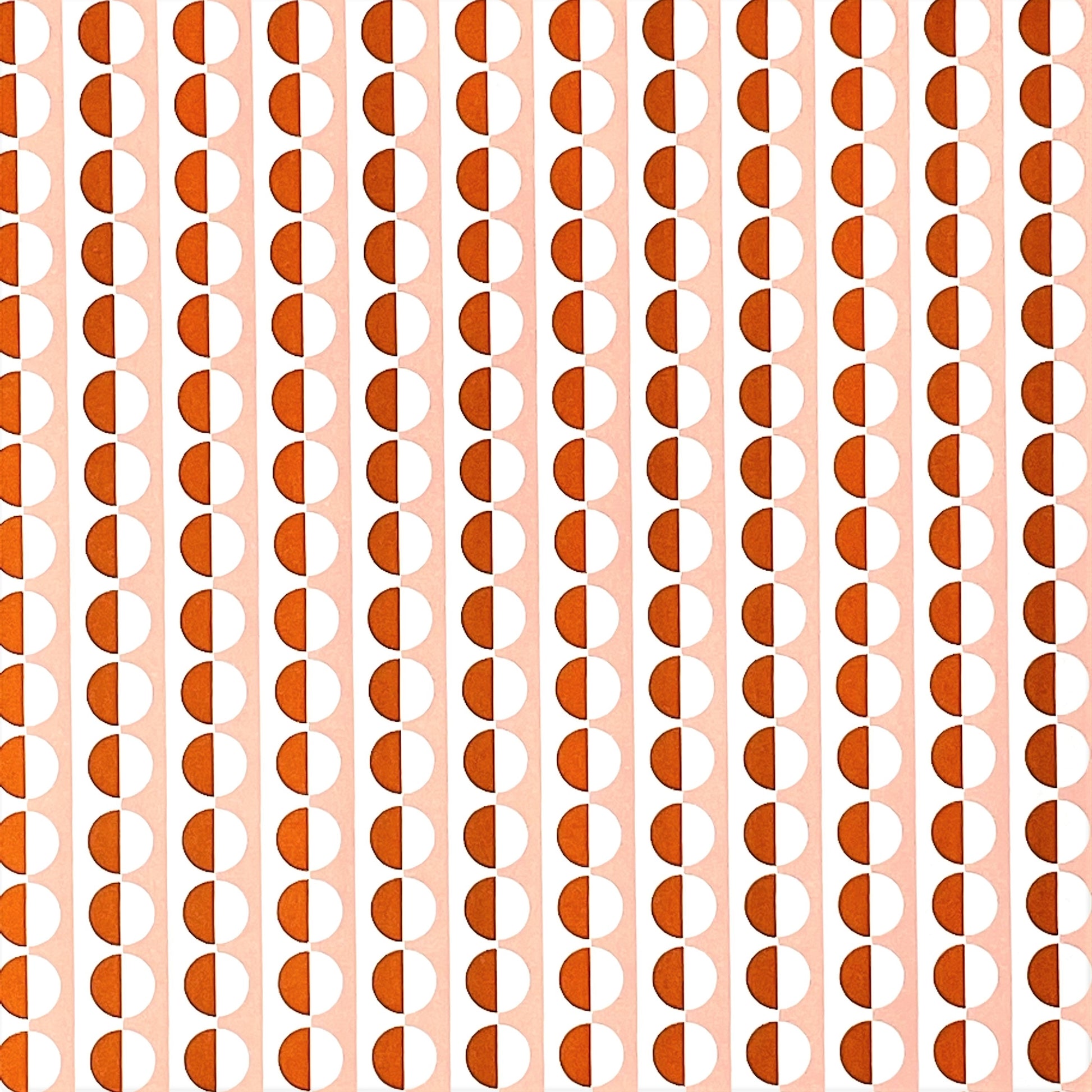 wrapping paper with an abstract circle pattern in orange and pale pink by Ola Studio