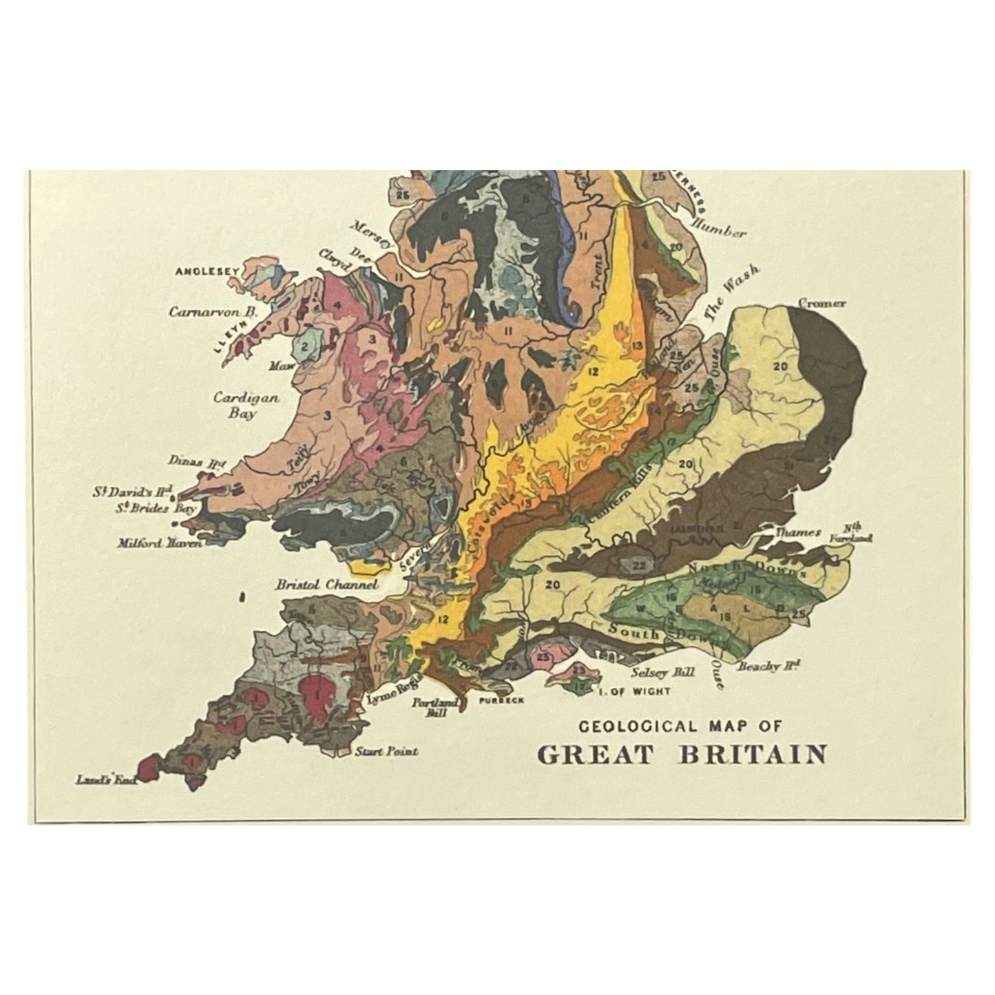 greetings card with a geological map of great britain by The Pattern Book