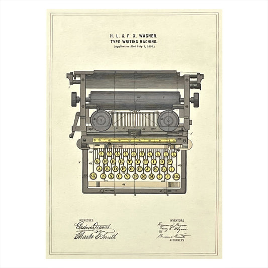 greetings card with drawing of a vintage typewriter by the Pattern Book