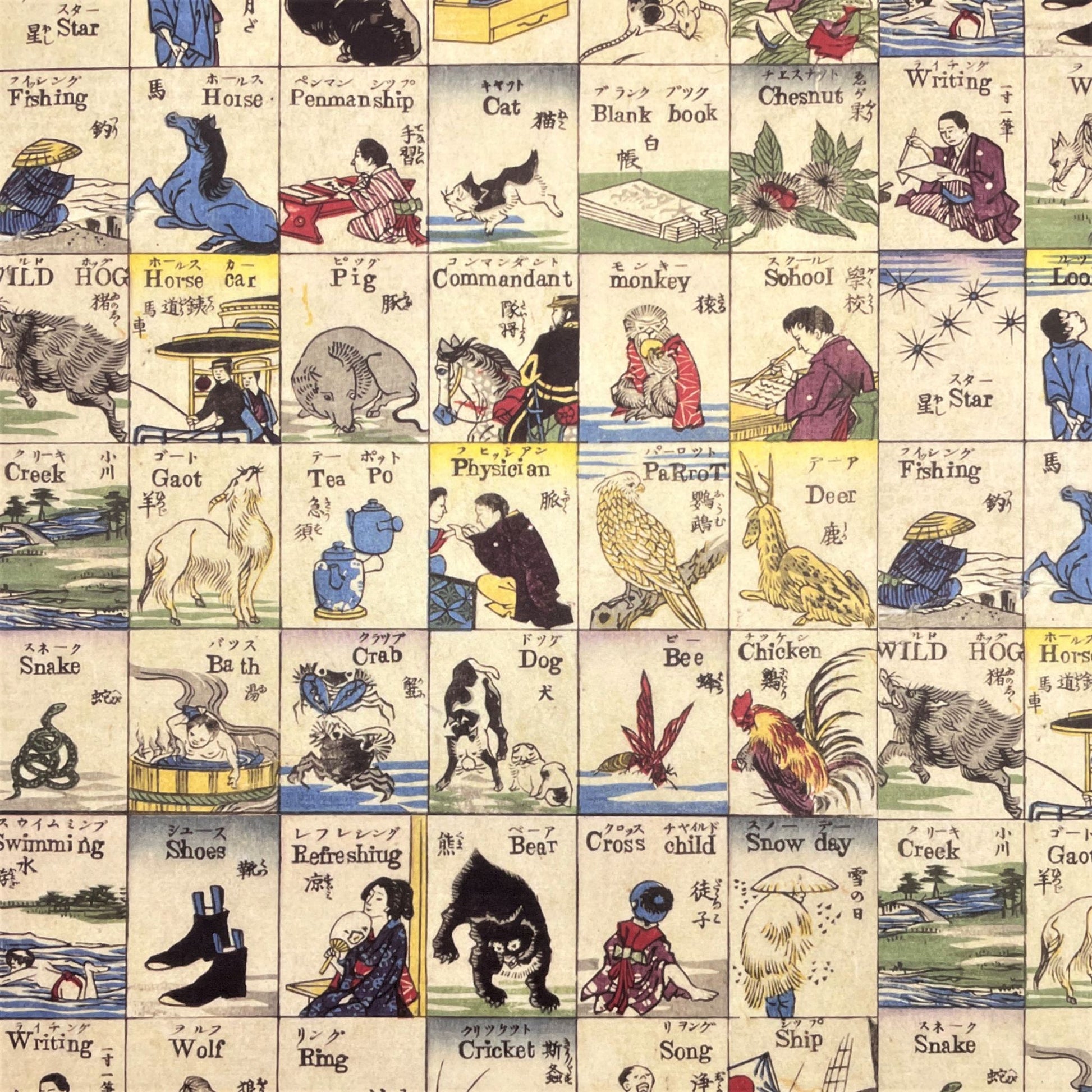 poster wrapping paper with japanese images of english words by The Pattern Book